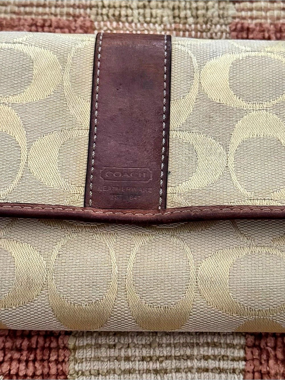 Coach Monogram Wallet in Beige & Brown